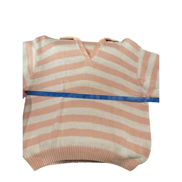RARE Vintage 1980s Ms Russ 22W Plus Size Pink Peach White Cotton Striped Sweater - Picture 7 of 10